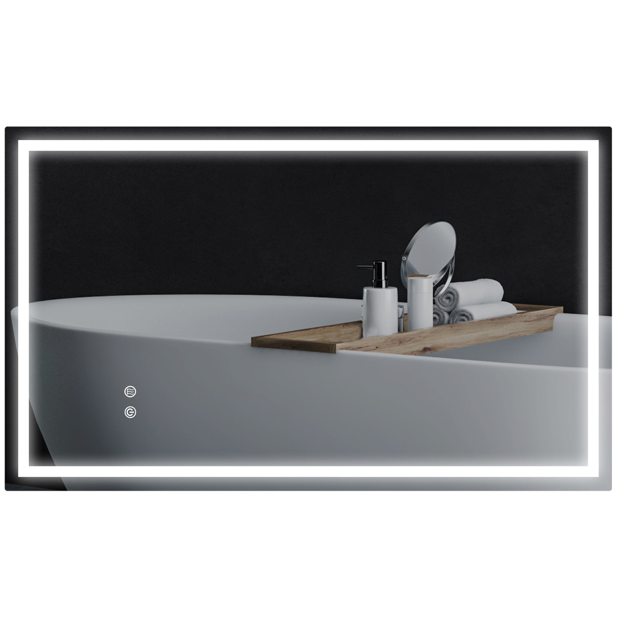 Specchio per Bagno con Luci LED a 3 Tonalità 100x3x60 cm Antiappannamento e Strato Antiurto