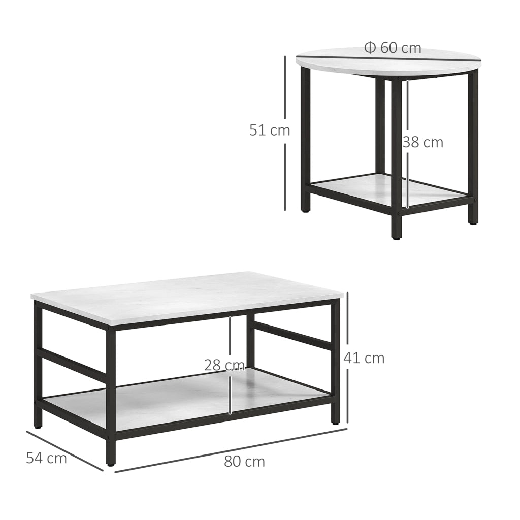 Tavolino da caff¨¨ ¨C zephmum ¨C Marmo effetto, Nero/Bianco, Metallo
