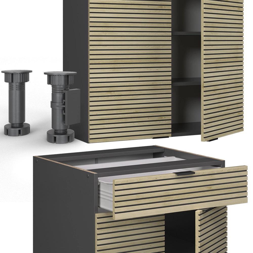 Cucina completa Fame-Line Pannello in quercia/Antracite 140 cm, PL Antracite Vicco