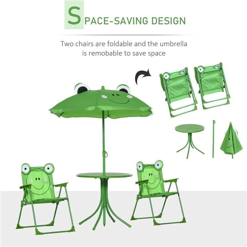 SET TAVOLO DA GIARDINO CON 2 SEDIE PIEGHEVOLI E OMBRELLONE PER BAMBINI