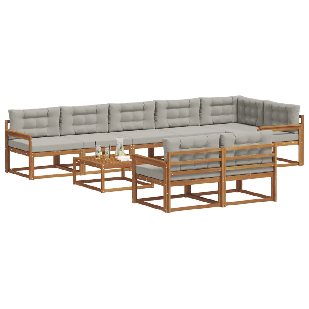 Set di divani da esterno 9 pcs Grigio Naturale e Chiaro 3367779