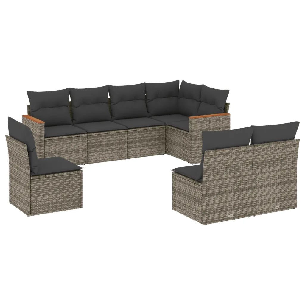 Set Divano da Giardino 8 pz con Cuscini Grigio in Polyrattancod mxl 114817