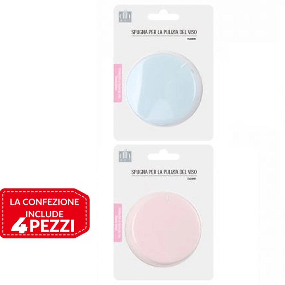 Trade Shop - 4pz Spugne Detergenti Per Pulizia Viso Make Up Dischetti Struccanti Morbidi 75mm -