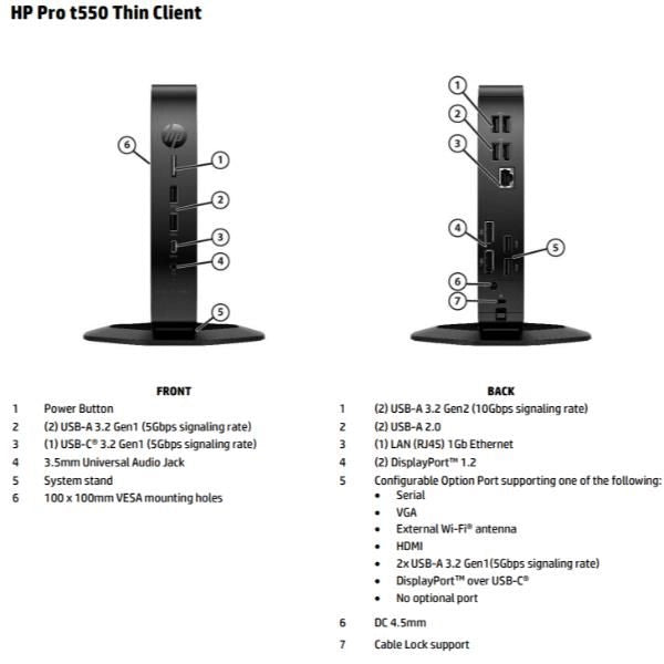 Hp pro t550 thin client 2 ghz windows 10 iot enterprise 1,3 kg nero j6412 - 5H0X0EA#ABZ