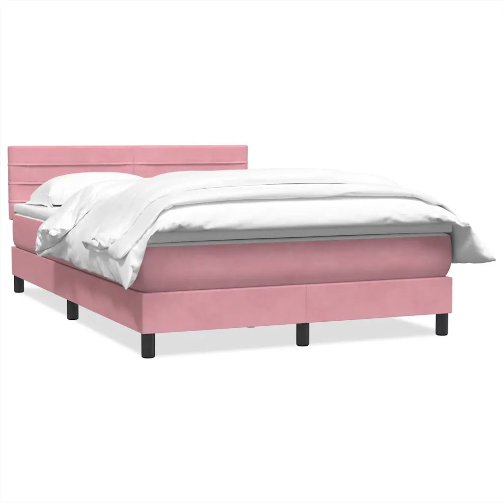 Giroletto a Molle con Materasso Rosa 160x210 cm in Velluto 3316316