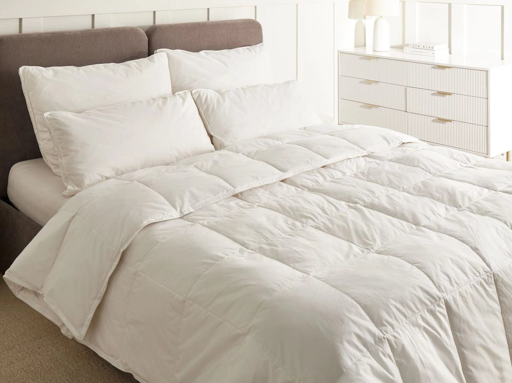 Piumino in cotone Japara bianco super king size 220 x 240 cm imbottitura in piumino d'anatra trapuntato biancheria da letto camera da letto