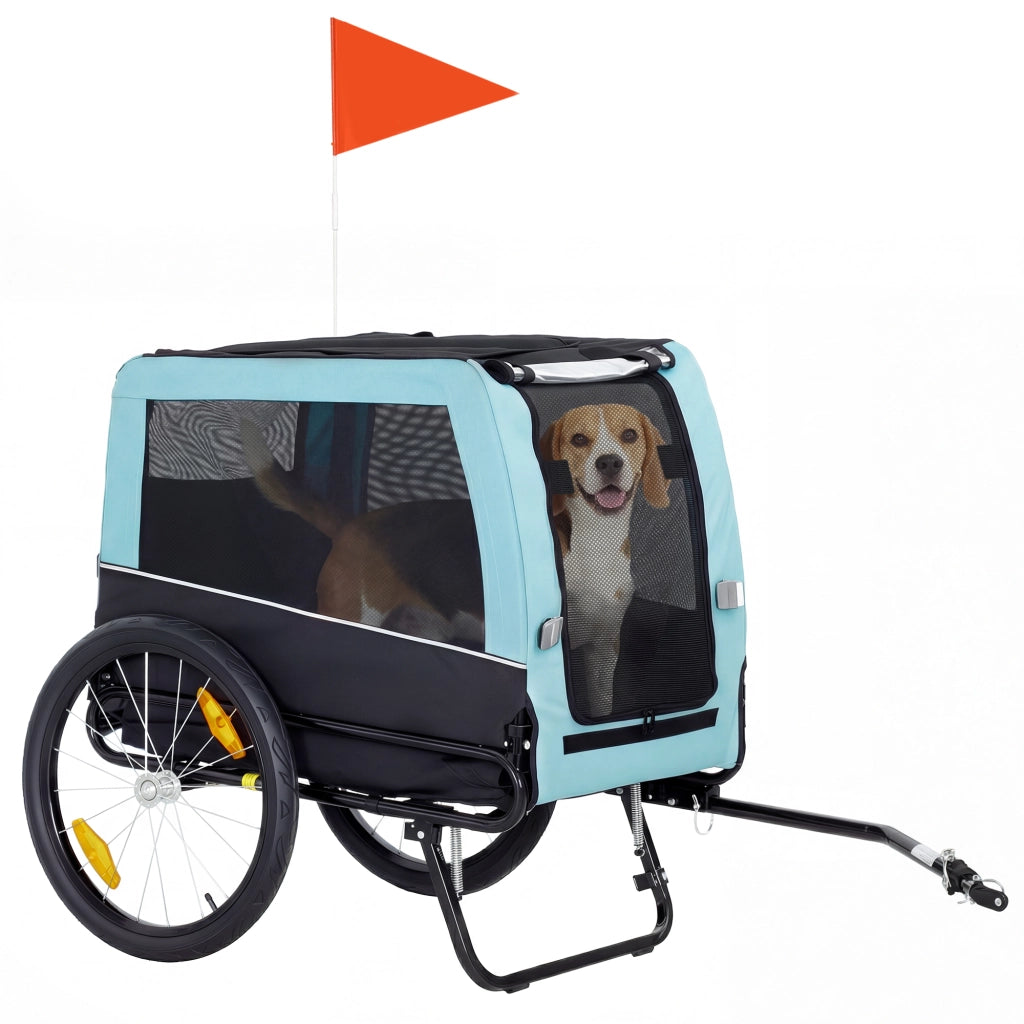Rimorchio Bicicletta Pieghevole per Cani ¨C Xylo ¨C Blu Chiaro, 143x70x90 cm, Max 20 kg