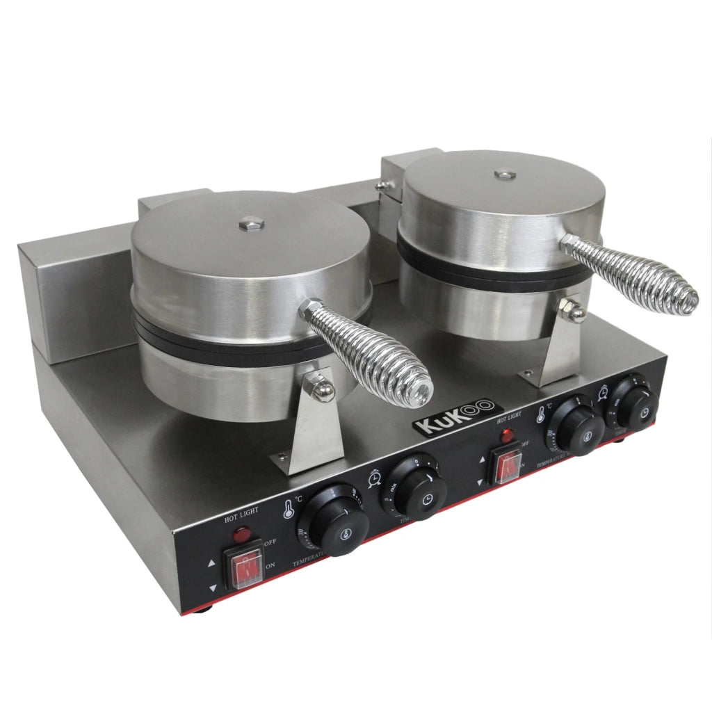 Piastra Doppia per Waffle e Cialde Belga Professionale Antiaderente 220V 1000W