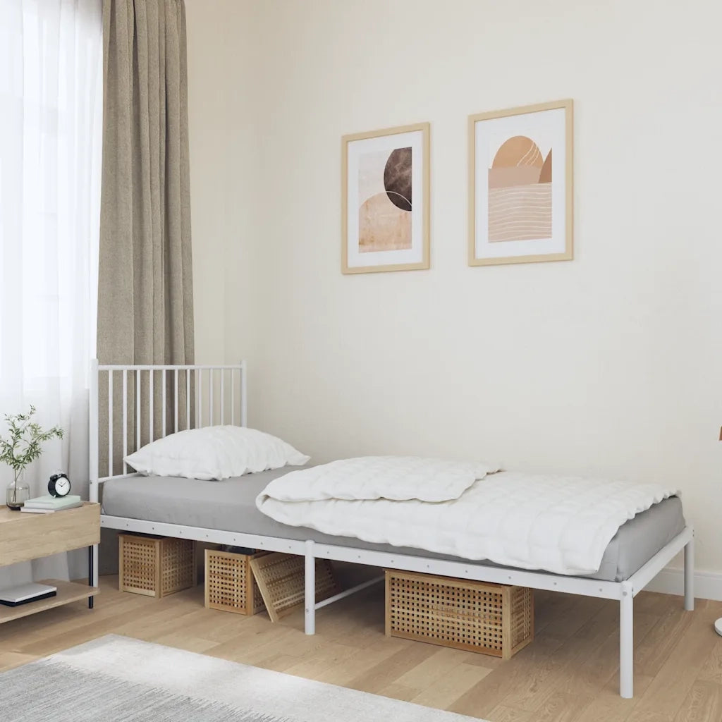 Giroletto con Testiera-Struttura Letto con testiera Metallo Bianco 90x190 cm 206396