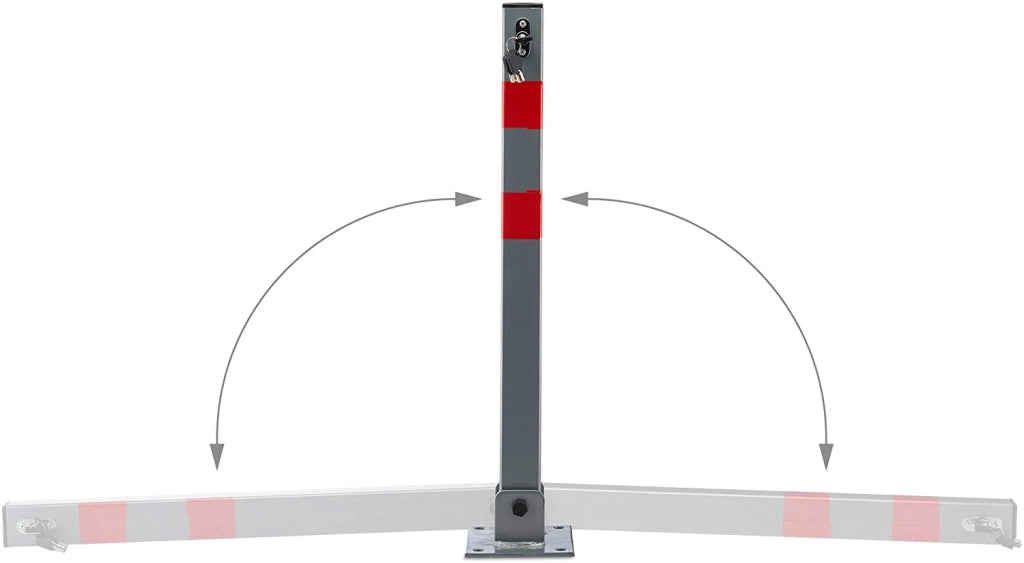 Palo di sbarramento pieghevole per parcheggio auto 65 cm acciaio grigio con strisce rosse 13_0002309