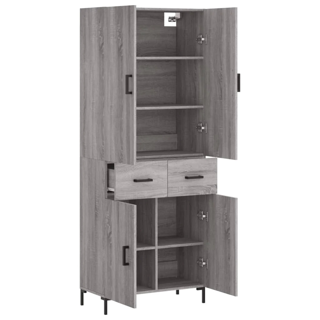 Buffet credenza cassettiera armadio mobile contenitore organizer cucina soggiorno salotto rovere Sonoma alto 69,5 x 34 x 180 cm legno ingegnerizzato grigio 02_0035461