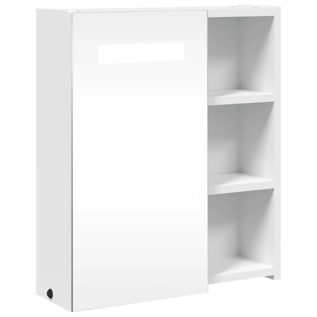Armadietto Bagno | Armadio da bagno con Specchio e LED Bianco 45x13x52 cm