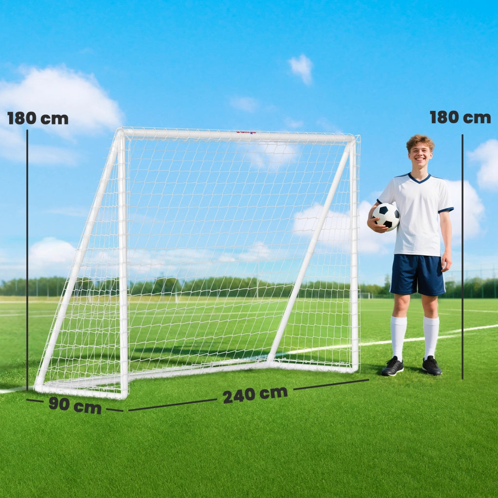 Set da calcio con rete ¨C zephmum ¨C PVC 2.4x1.8m bianco