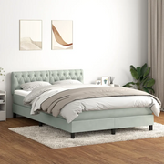 vidaXL Giroletto a Molle con Materasso Grigio Chiaro 160x210cm Velluto