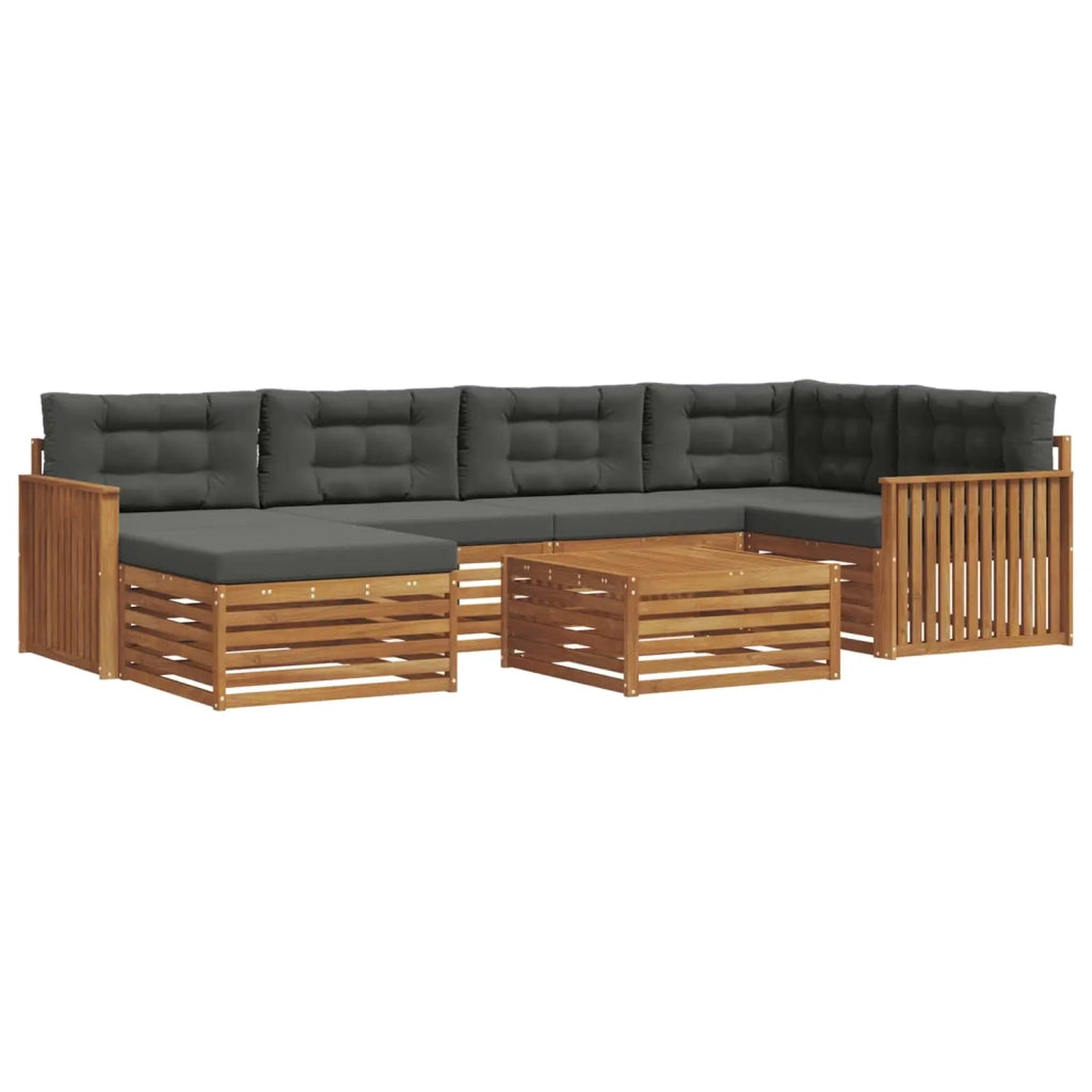 Set di divani da esterno con cuscino 7 pcs Naturale e Antracite