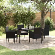 Set da Pranzo per Giardino con cuscino 5 pcs Nero polyrattan 3380053
