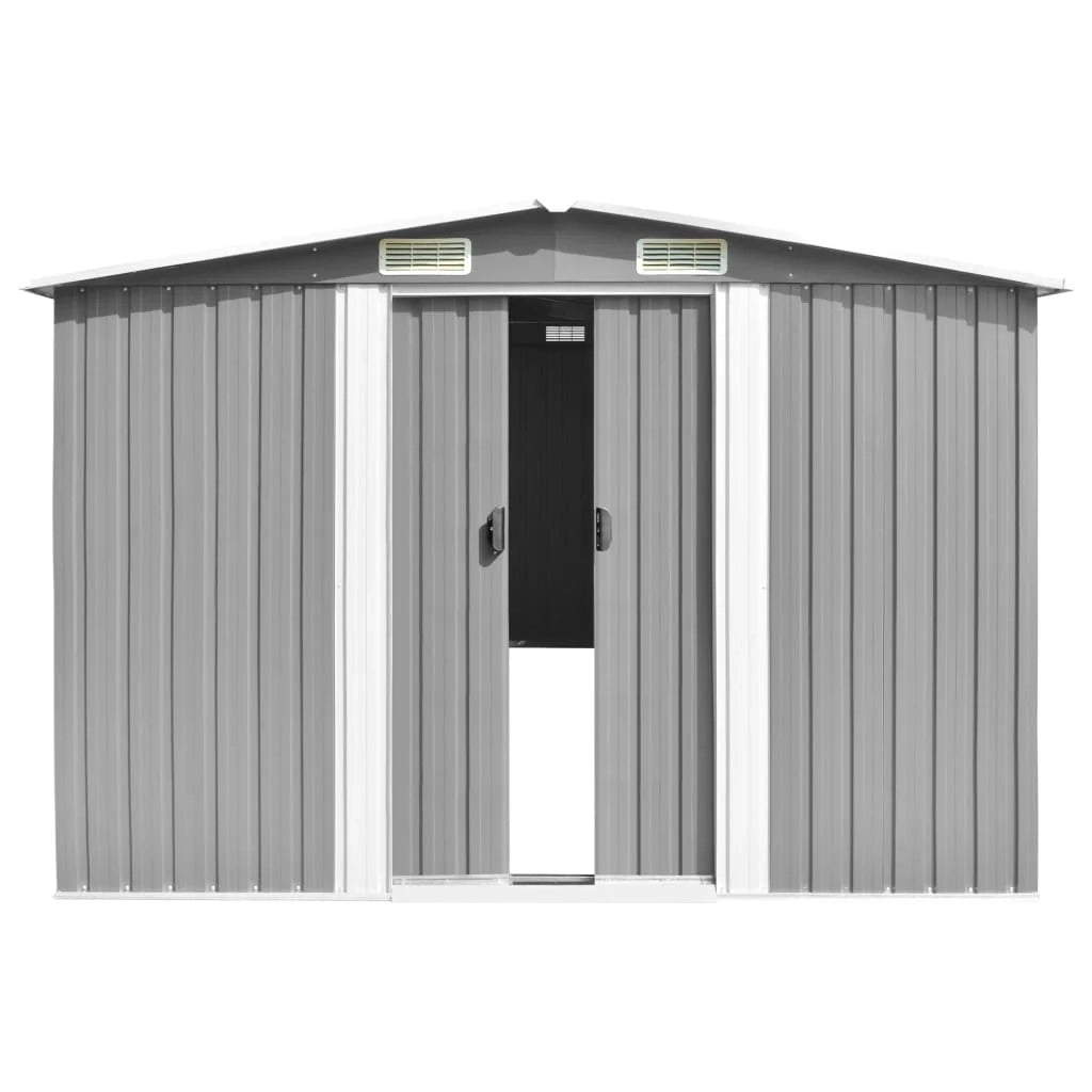 Casetta da giardino cabina ripostiglio casetta da esterno robusta casetta per attrezzi 257 x 779 x 181 cm acciaio zincato grigio 02_0022233