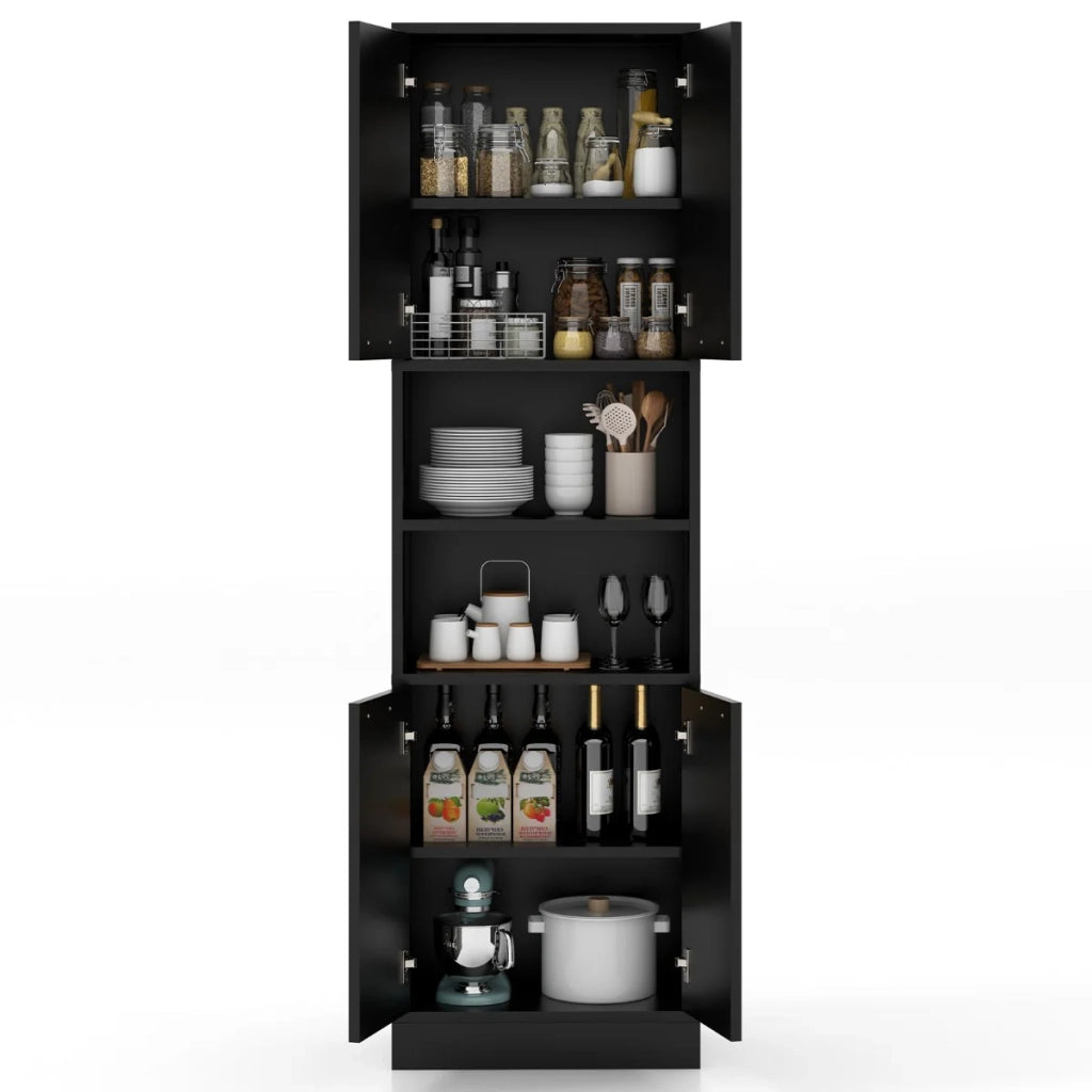 Mobile contenitore 56 x 30 x 190 cm con 4 ante di sicurezza e cerniere stile moderno in legno nero 20_0010237
