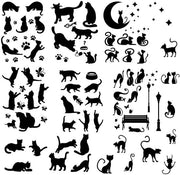 Decals di gatto, gatto in nero, decorazioni per finestre con gatto carino, impermeabili, rimovibili, decorazioni per parete in vinile per bagno, camera da letto, soggiorno.