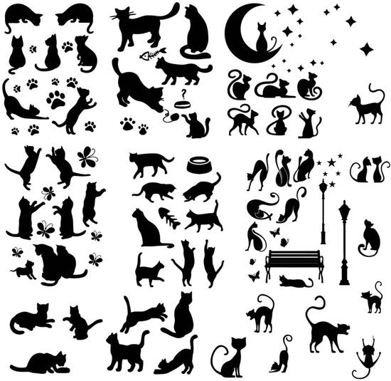 Decals di gatto, gatto in nero, decorazioni per finestre con gatto carino, impermeabili, rimovibili, decorazioni per parete in vinile per bagno, camera da letto, soggiorno.
