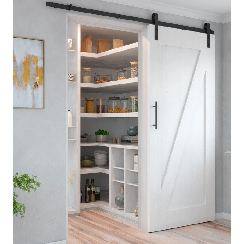 Kit di ferramentaper porta scorrevole appesa in legno Barn, con chiusura soft, pannelli non inclusi, Acciaio e Tecnopl..