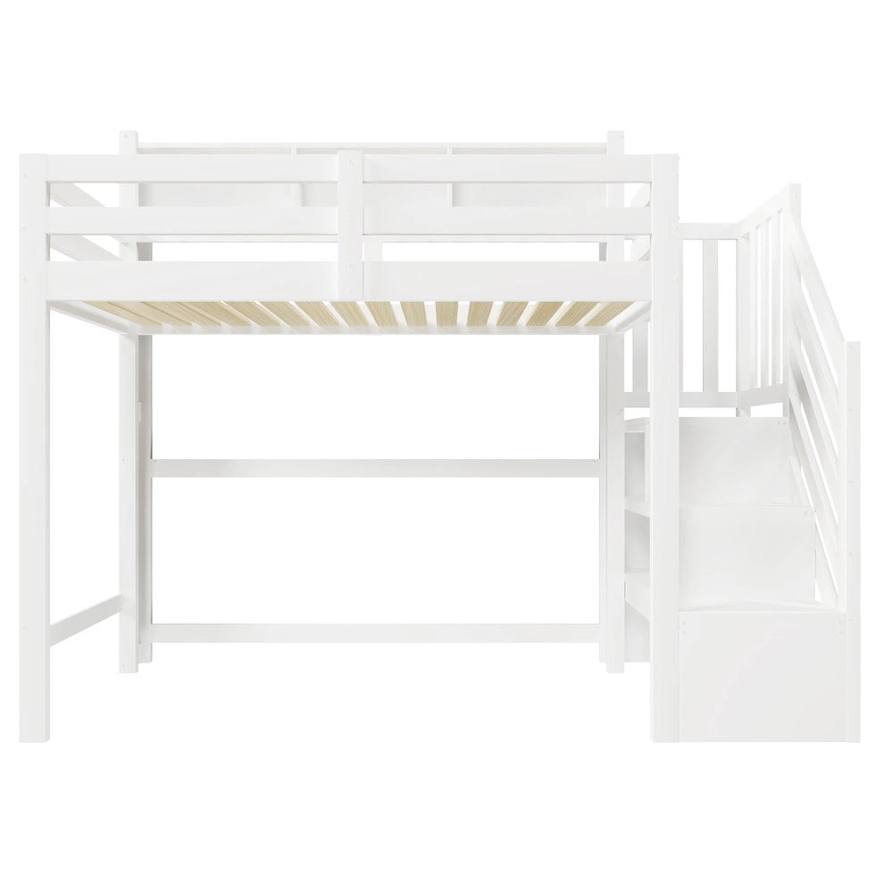 Letto a Soppalco con LED e Contenitore ¨C MINIMAL ¨C Bianco 90x200