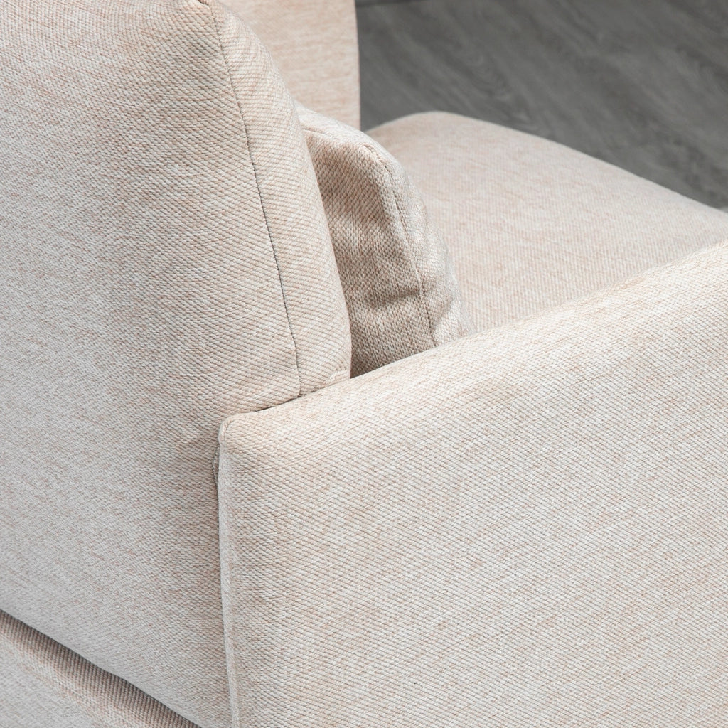 EasyComfort Poltrona Moderna d'Arredo con Cuscino Extra, in Tessuto Effetto Lino e Acciaio, 73x81x82 cm, Bianco Crema