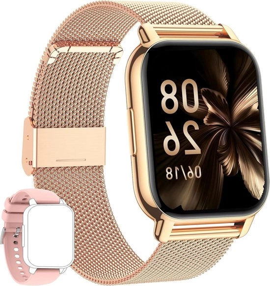 Orologio intelligente da 185 pollici - 2 cinturini - Display diviso - Orologio fitness per sport - Pressione sanguigna - Ossigeno - Frequenza cardiaca