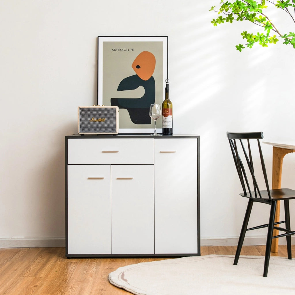 Mobile credenza moderno con cassetto 3 ante ripiano regolabile-Armadietto per cucina sala da pranzo 88x40x80cm