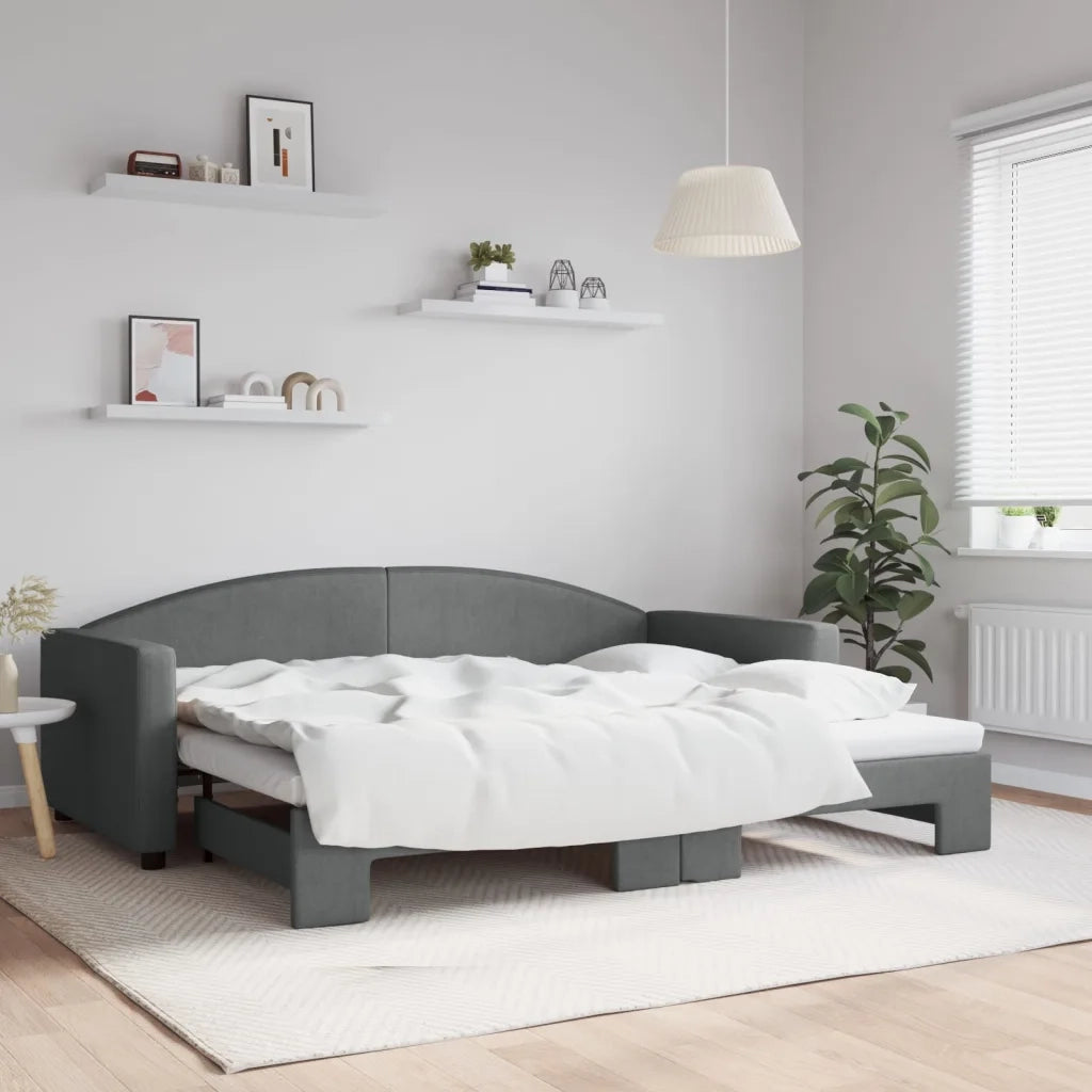 Divano letto | Sof¨¤ letto | Letto singolo Estraibile Grigio Scuro 90x200cm Tessuto