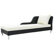 Lettino prendisole sedia a sdraio lettino prendisole letto da giardino mobili da esterno per patio con cuscino resina intrecciata nera 02_0012530