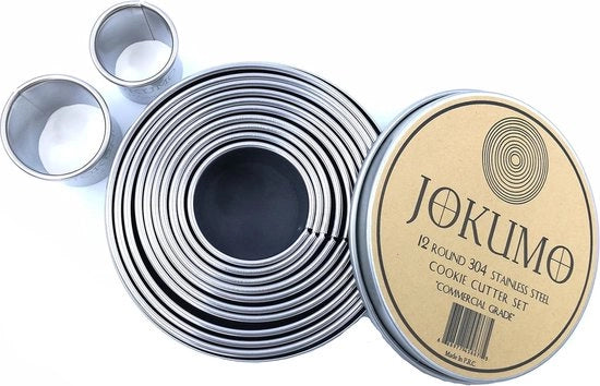 Set di 12 pezzi di taglieri di pasta e biscotti rotondi semplici di acciaio inox 18/8 304 di alta resistenza – dimensioni standard con marchio di materiale – ideali per gli appassionati di cucina