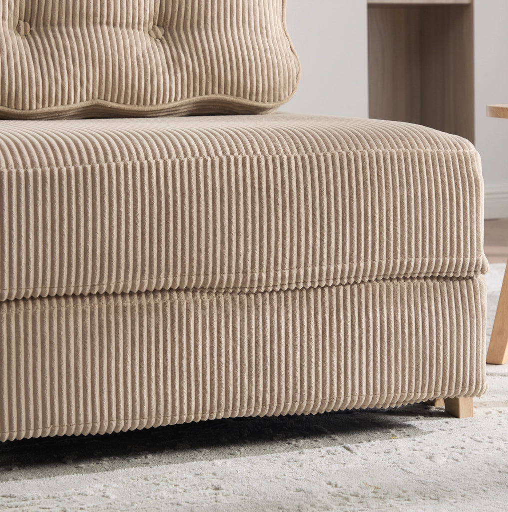 POLTRONA Letto Pieghevole 90x170 cm Velluto a Coste Cachi Legno Massello