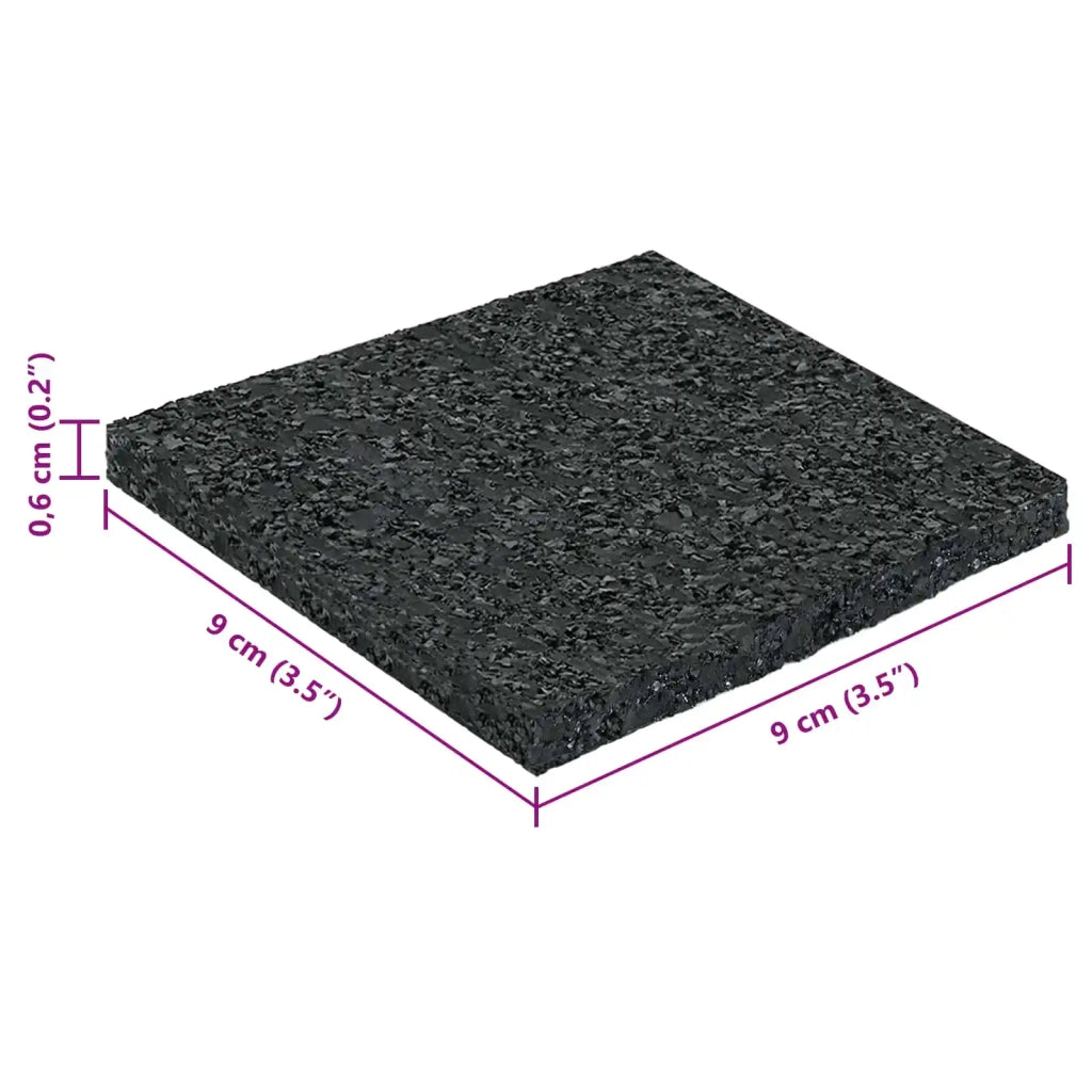 Pad per patio in granuli di gomma Nero 9 x 9 x 0,6 cm Gomma
