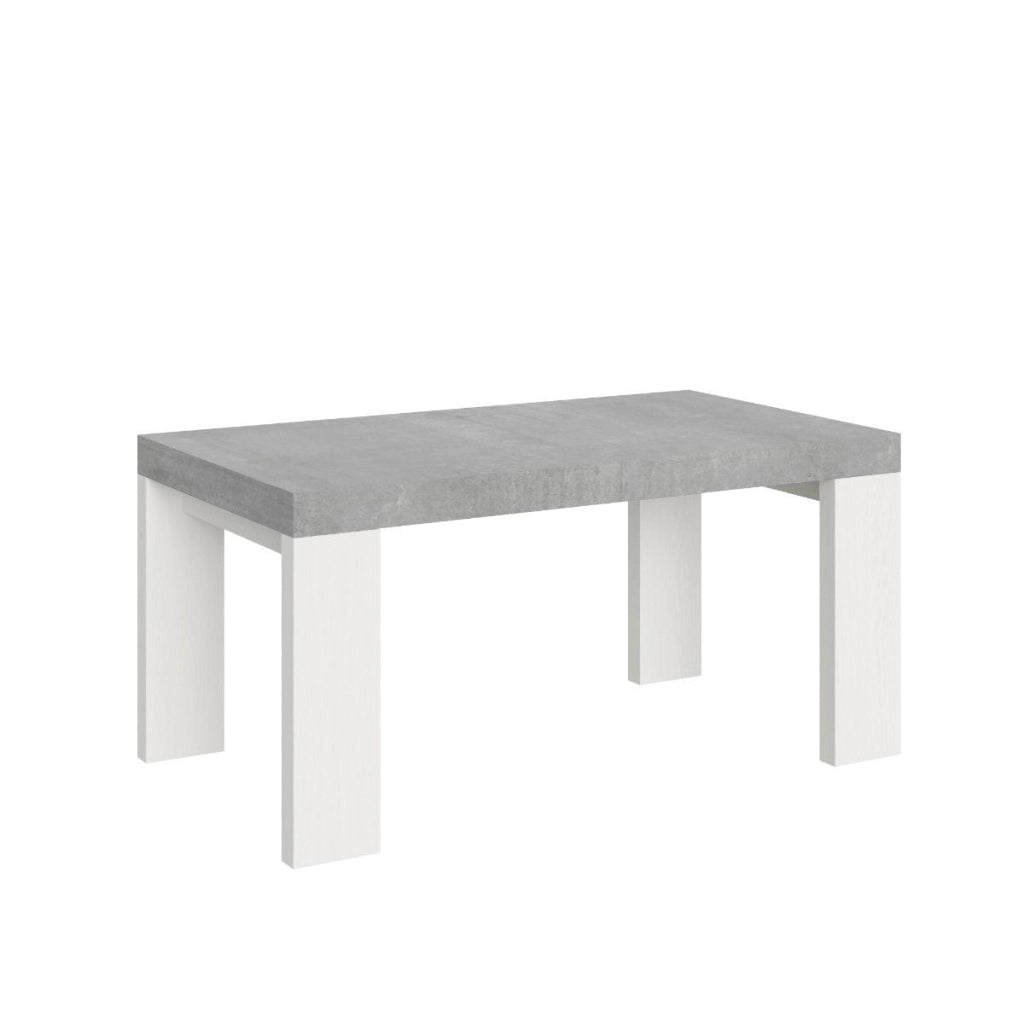 Tavolo Allungabile 160/420x90x77 cm Roxell Mix piano Cemento gambe Bianco Frassino