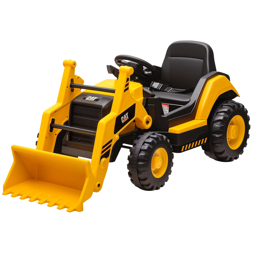 Ruspa Elettrica per Bambini 3-6 Anni Marchio Ufficiale Caterpillar 12V con Telecomando, Giallo