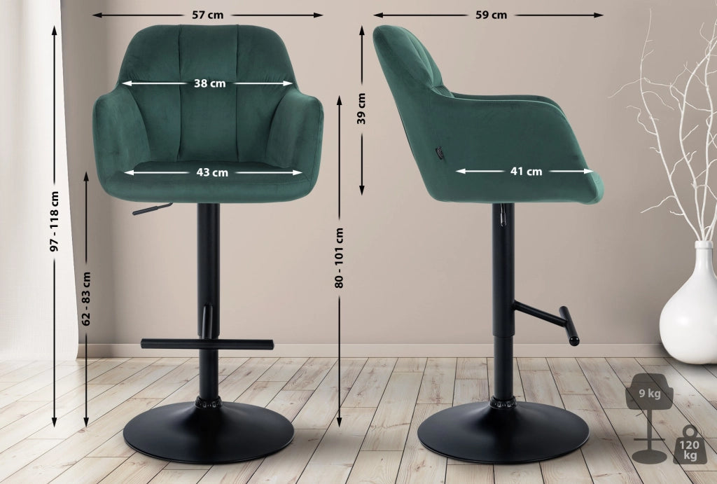 Barhocker Natoma Samt schwarz