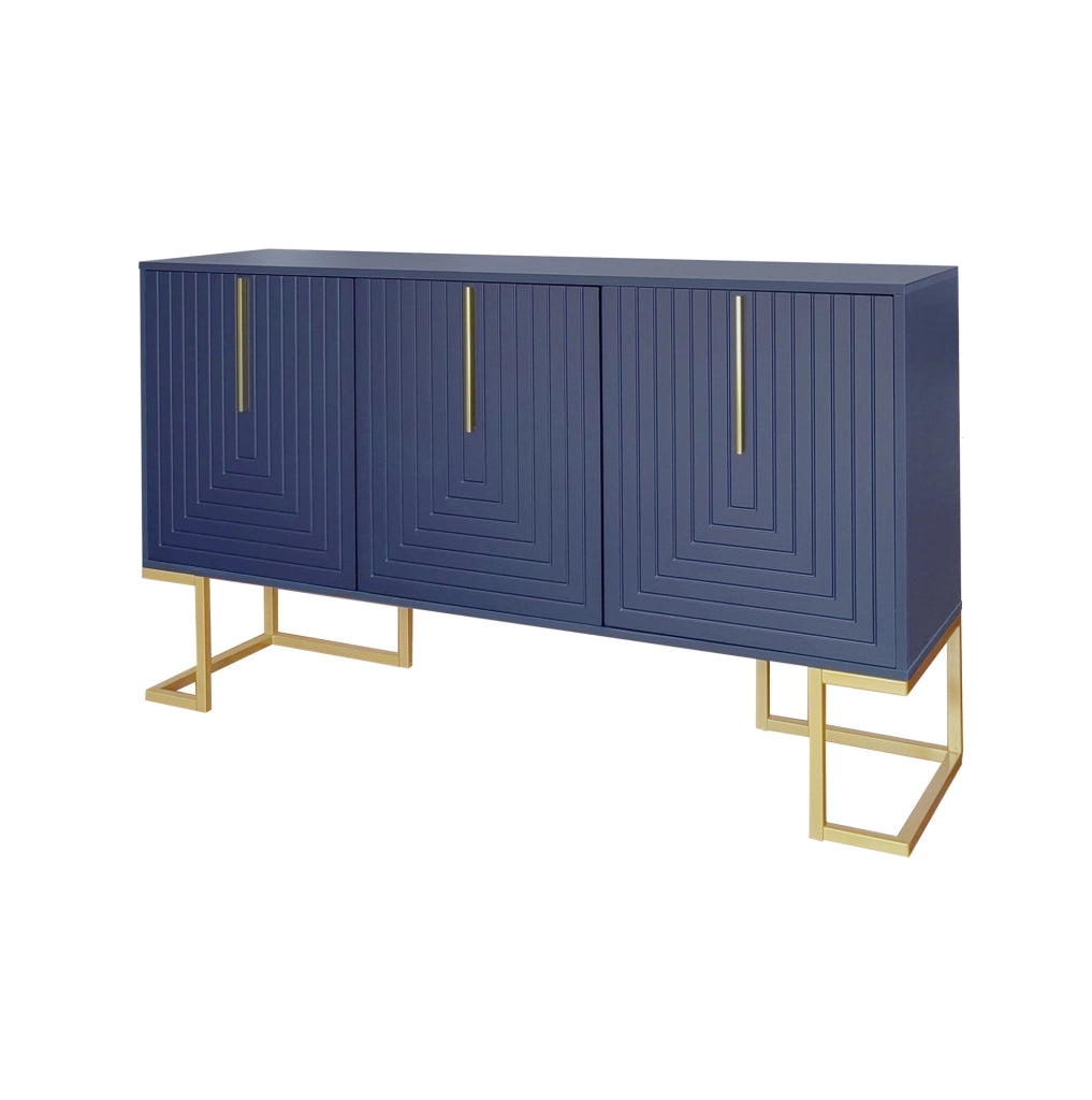 Credenza a 3 ante con ripiani regolabili; MDF blu navy