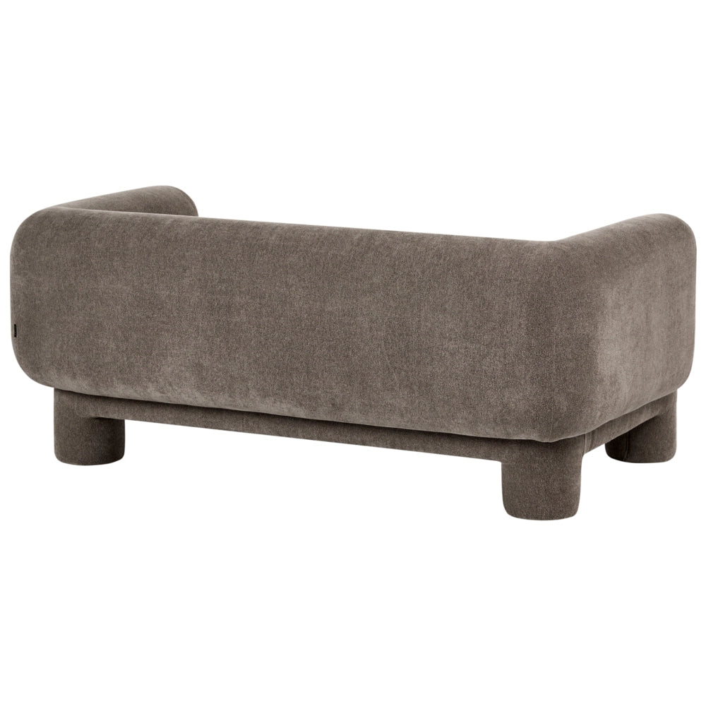 Set da salotto Divano a 3 posti morbido e curvo in tessuto marrone Poltrona Loveseat Stile retrò minimalista