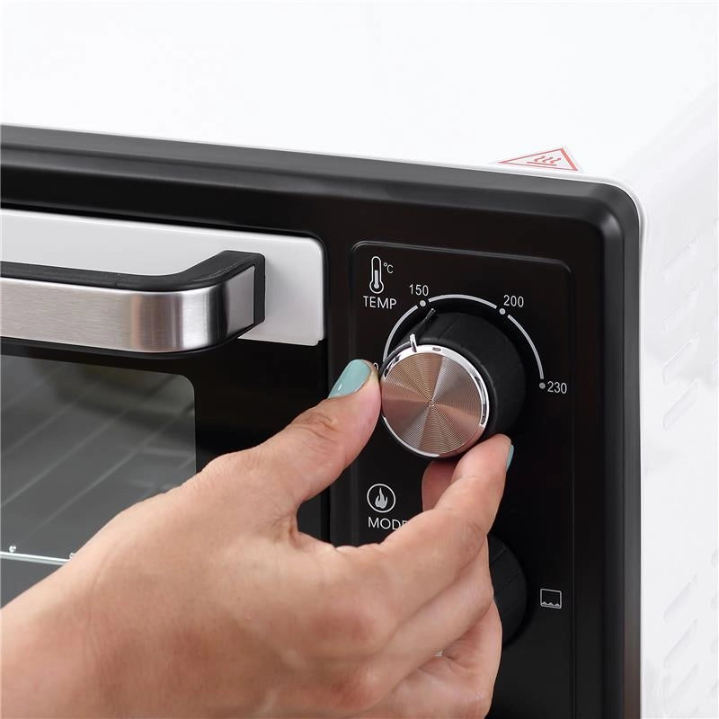 FORNETTO ELETTRICO 16L TEMPERATURA REGOLABILE E TIMER 3 METODI DI COTTURA E ACCESSORI 1400W 44X32X28 CM BIANCO