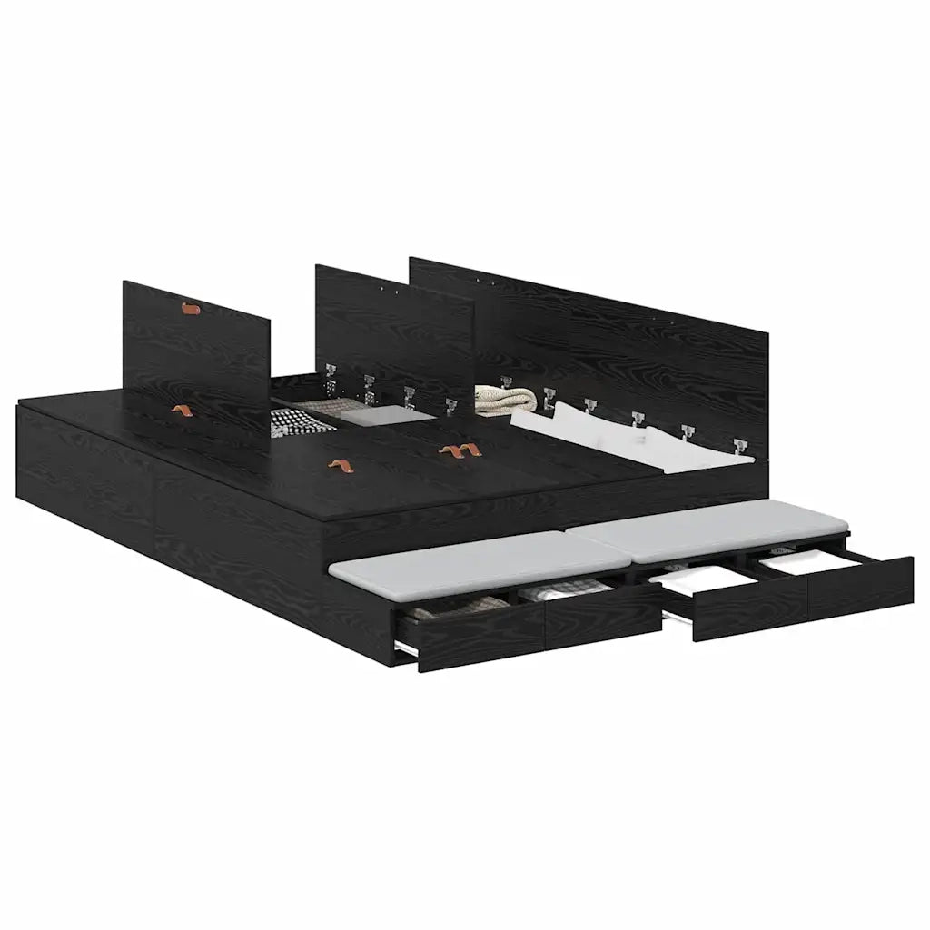 Struttura letto con contenitore con cassetto Rovere Nero 140 cm 3335638