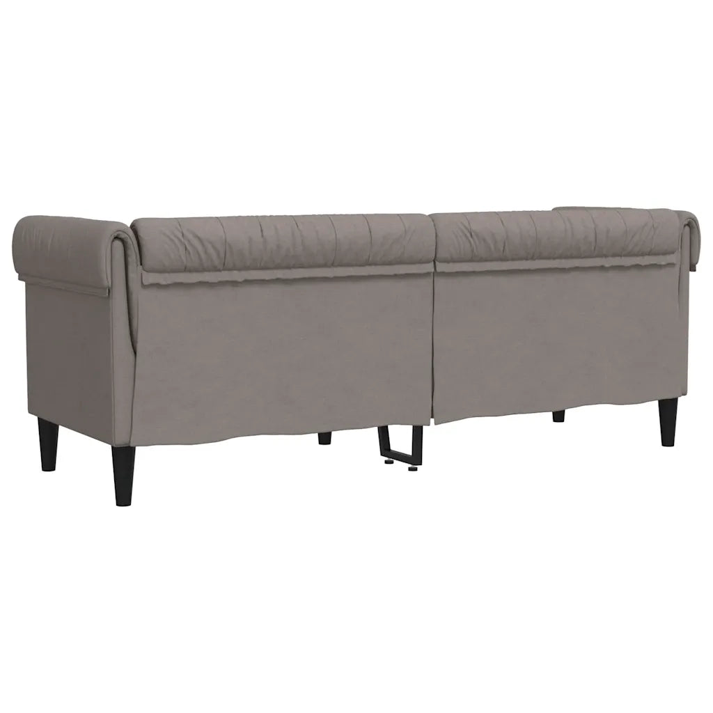 Divano Chesterfield a 3 Posti-Sofa 3 Posti-Divanetto Tortora in Tessuto