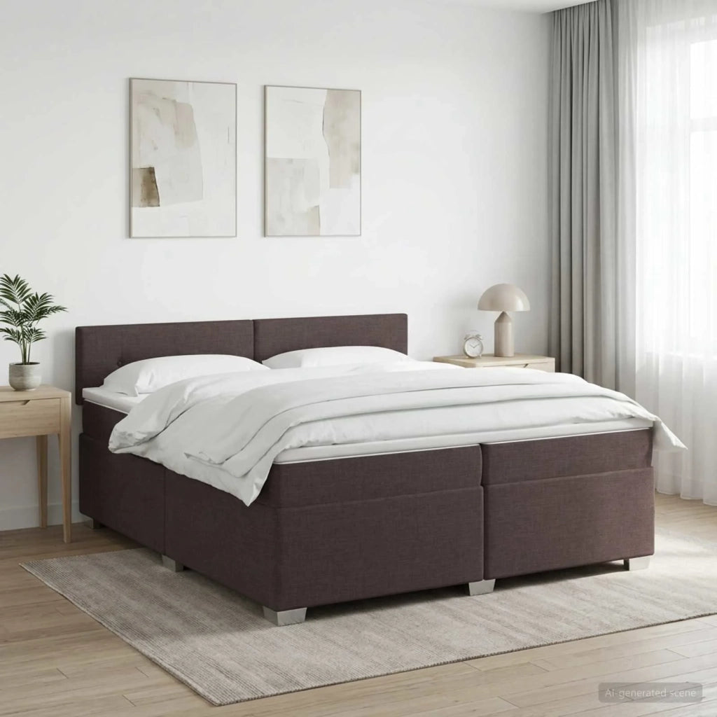 Letto box spring con materasso Marrone Scuro 200 x 200 cm 3450561