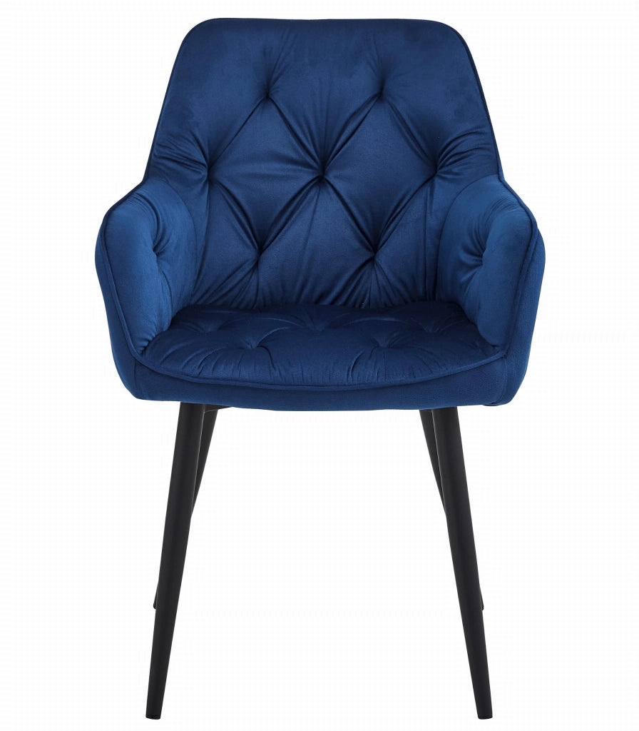 Sedia VALORA LUKK - Velluto blu navy per soggiorno, cucina, sala da pranzo x 2