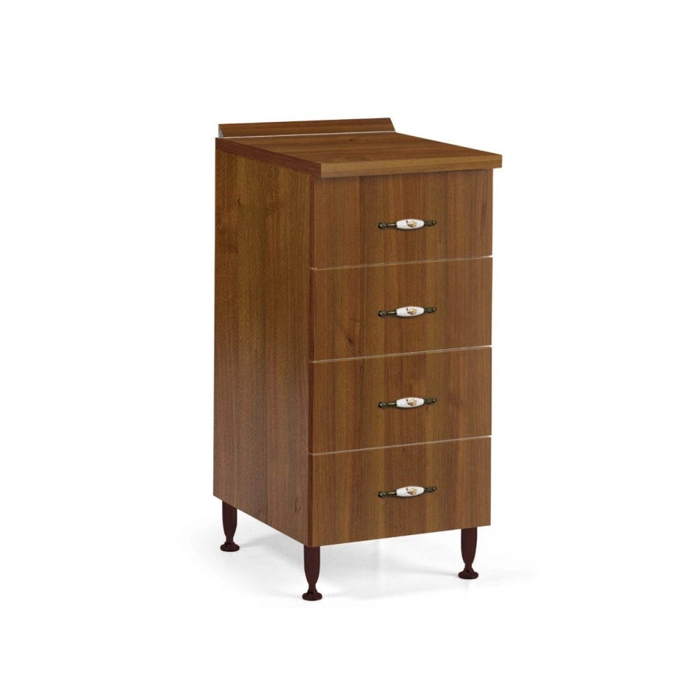 Cassettiera 4 cassetti 40x50x85H colore noce antico