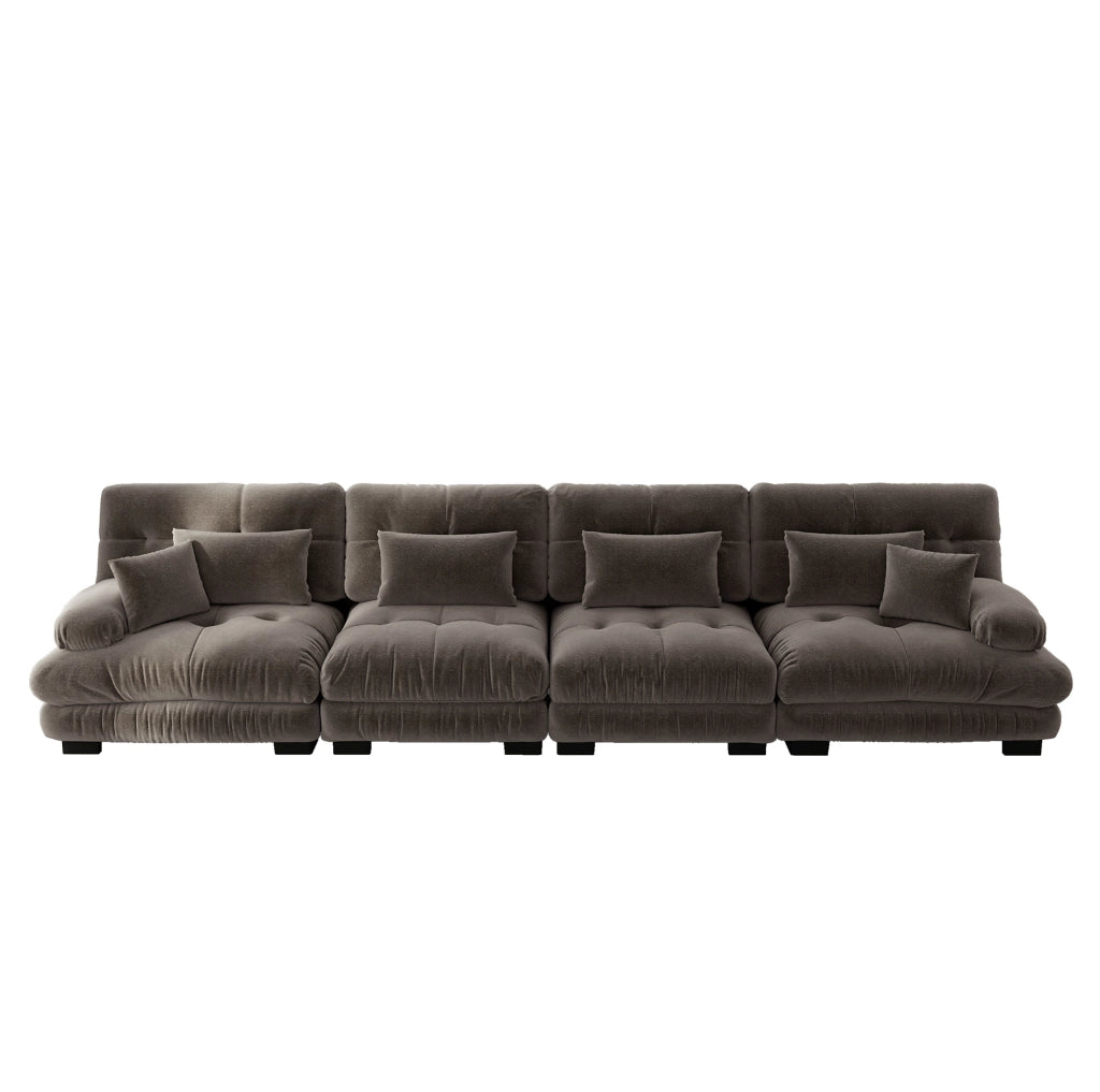 Divano modulare in chenille marrone HOMVRA