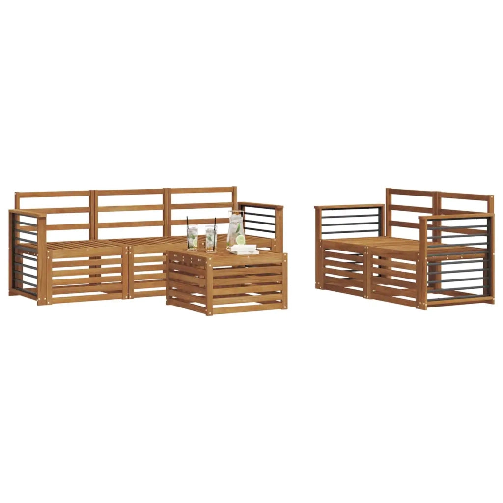 Set divani 6 pcs Naturale Legno di Acacia Massello 3374379