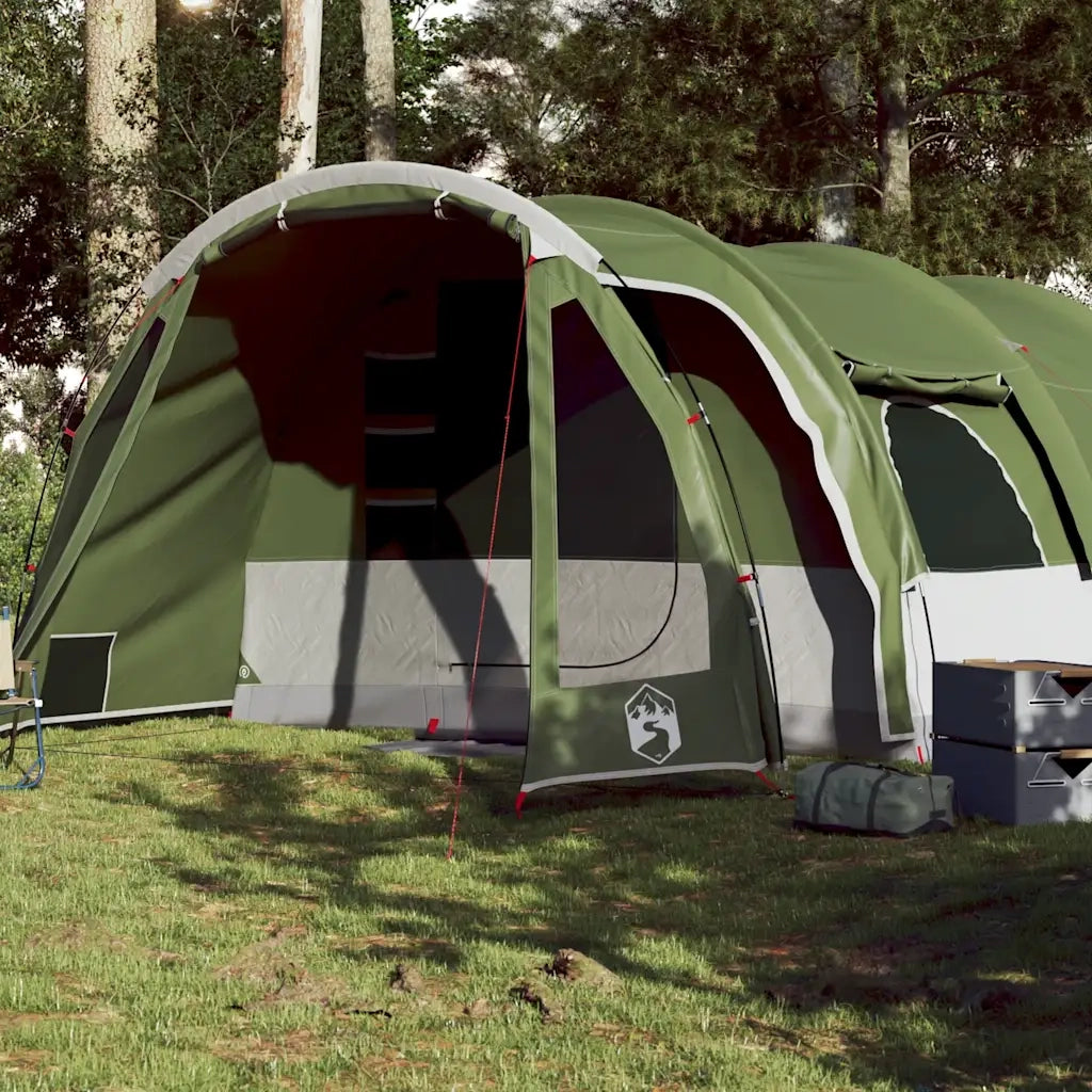Tenda Familiare a Tunnel per 8 Persone Verde Impermeabile 94734