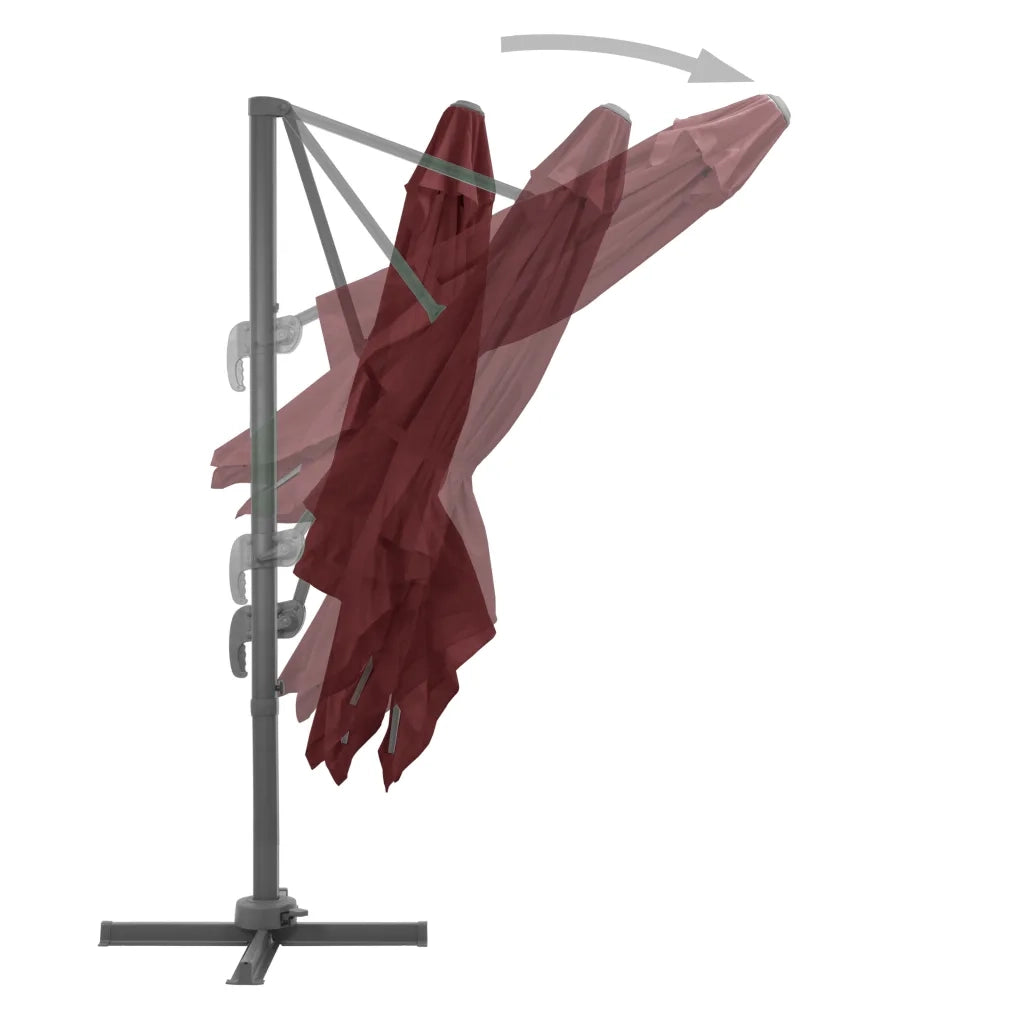 Ombrellone a Sbalzo con Palo in Alluminio 400x300 cm Bordeaux 312315