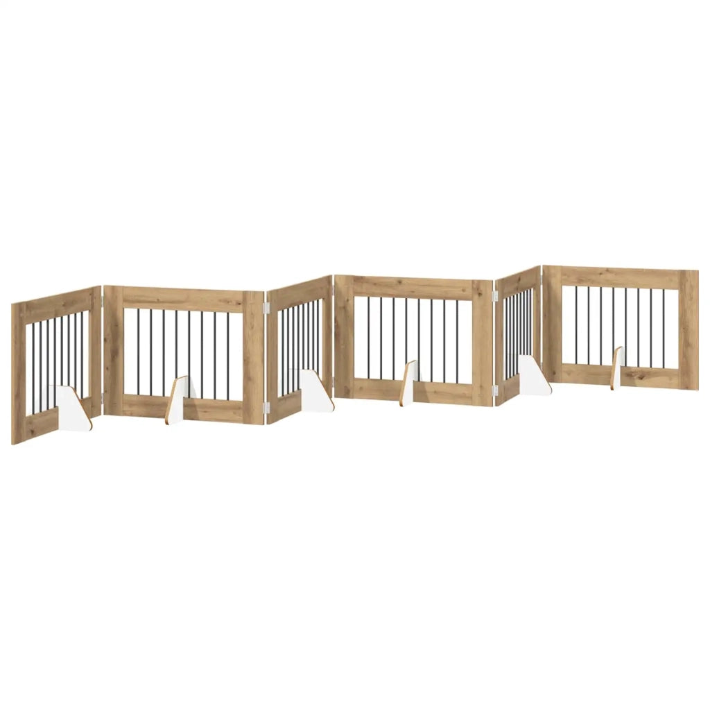 Cancello per cani con supporti 6 pcs Rovere Artigianale 892144